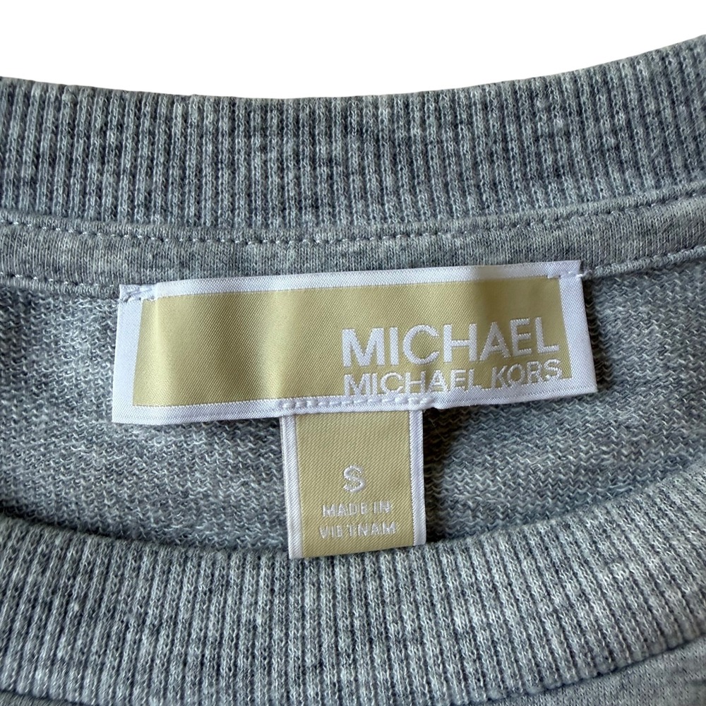 Michael‎ Kors Gray Puff Sleeve Lightweight Sweatshirt Pullover Top Size S - Picture 3 of 9